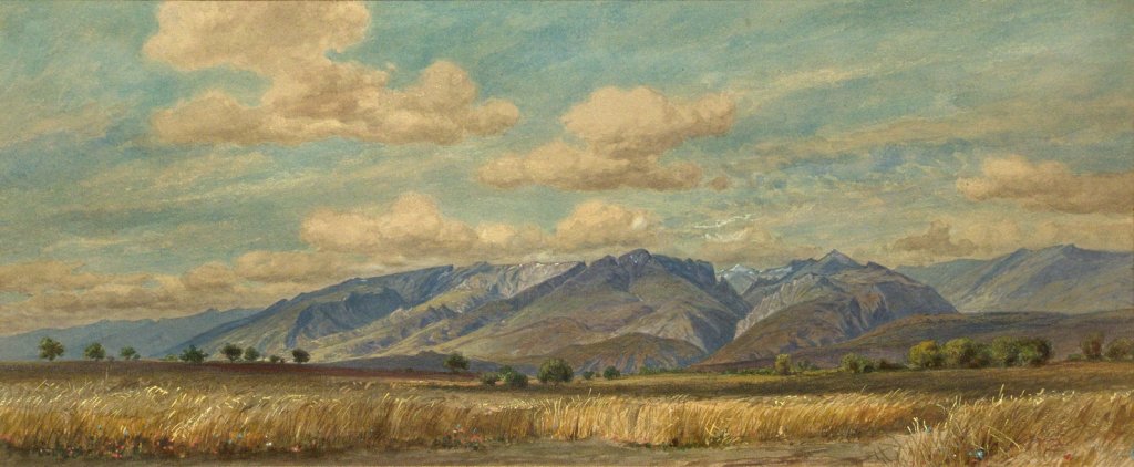 "Южният склон на Стара планина при Сопот", акварел на Феликс Каниц от 1885 г., рисуван по графика от 1871 г.