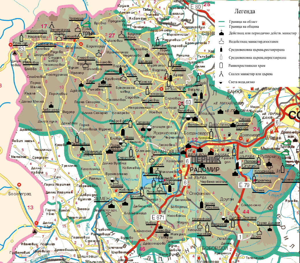 Карта на Пернишка област